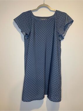 Abercrombie & Fitch Blue Printed Short Dress with Flutter Sleeves
